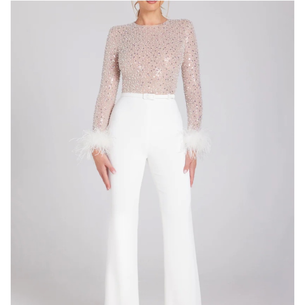 NWT Nadine Merabi Amelia Bridal Jumpsuit $690